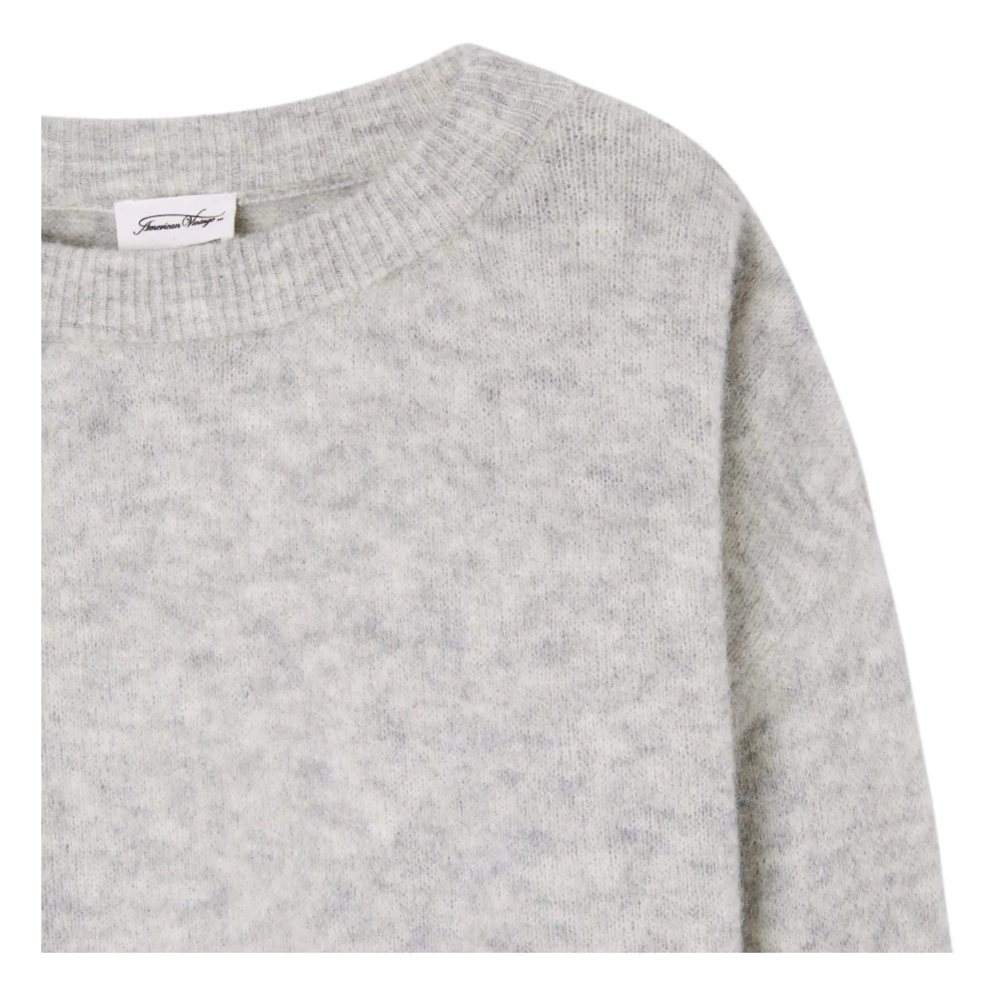 American Vintage - Jersey cuello barco de alpaca y lana Vitow | Gris claro jaspeado