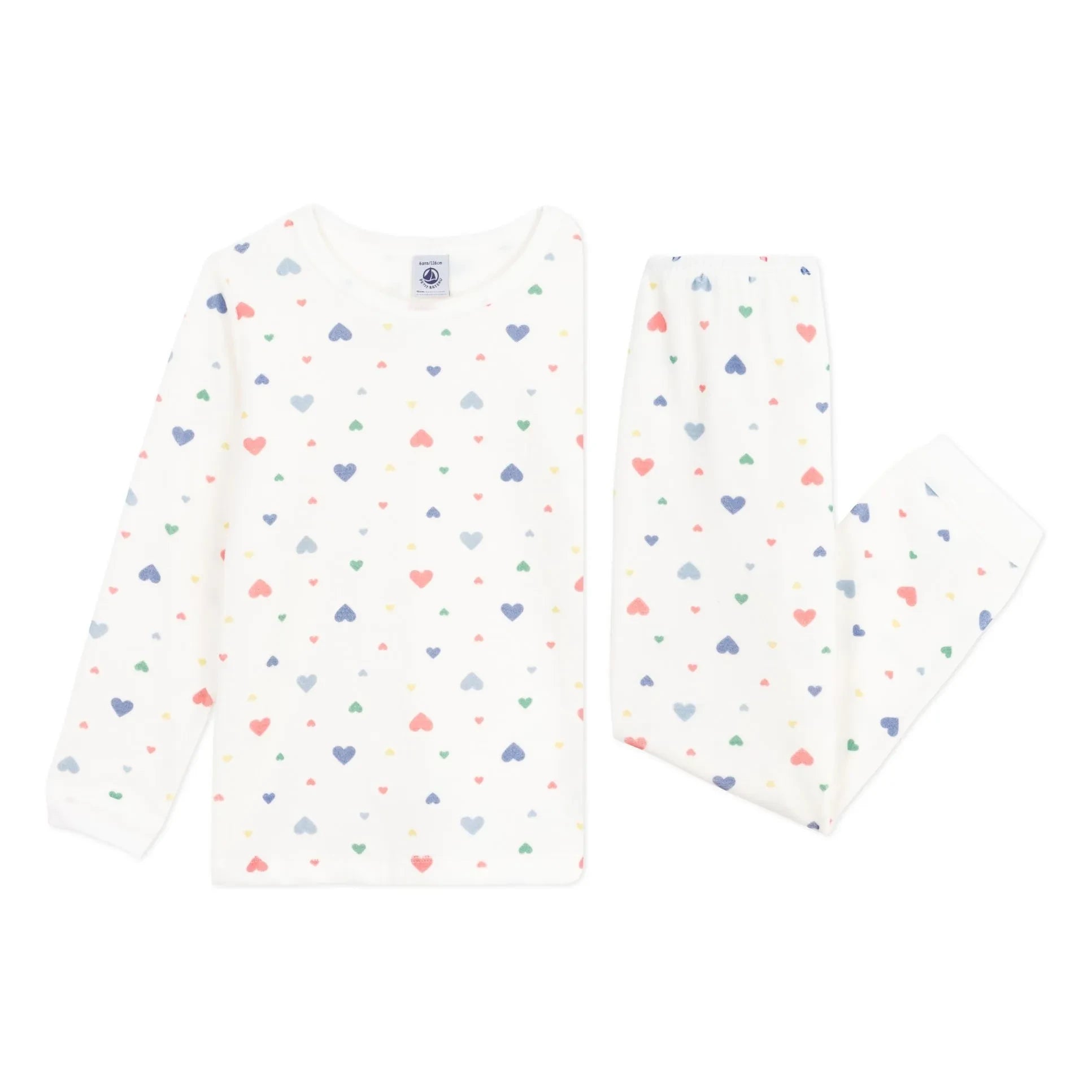 Petit Bateau - Conjunto de Pijama de Corazones de Algodón Orgánico | Blanco