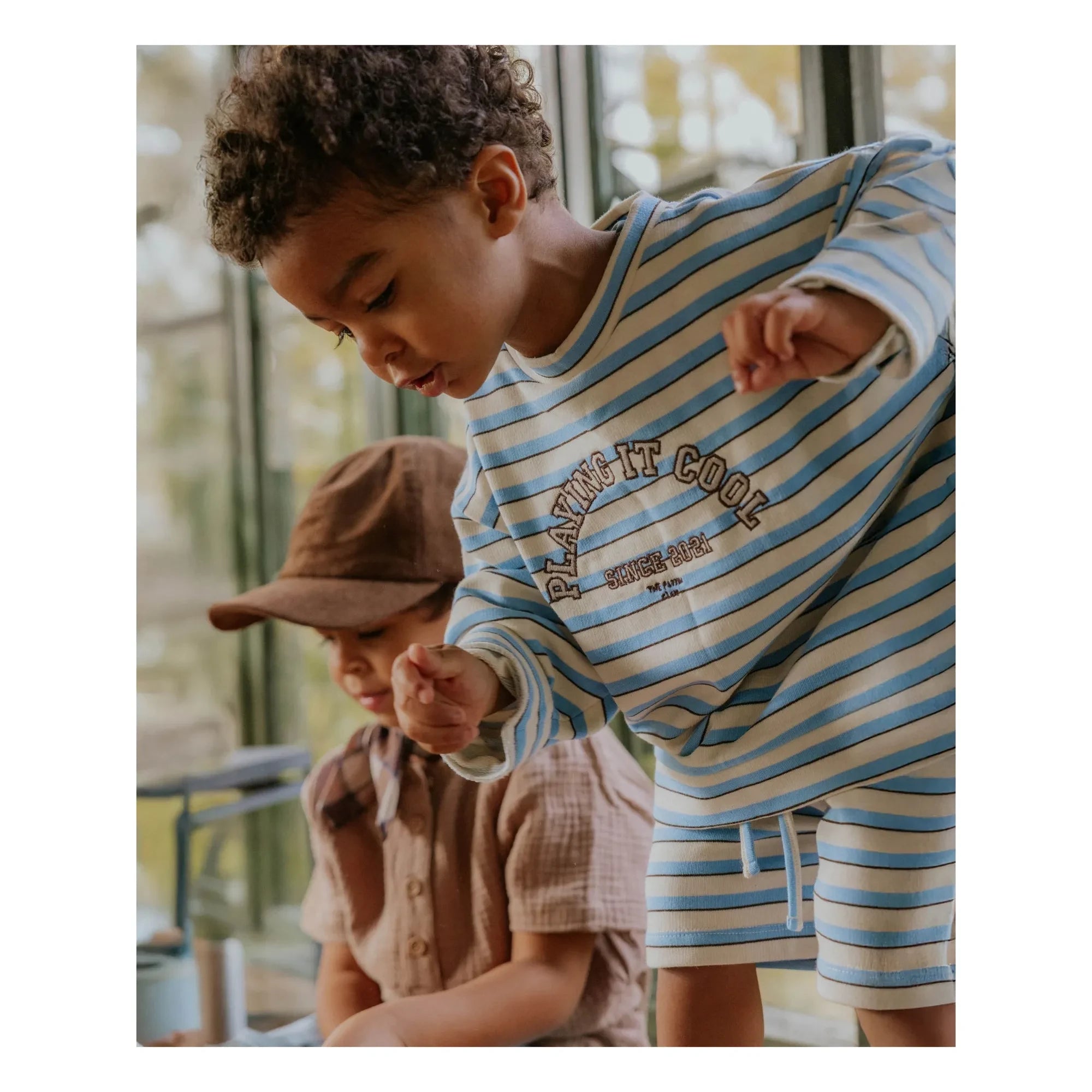 Fliink - Sudadera de algodón orgánico a rayas Alvin | Azul claro