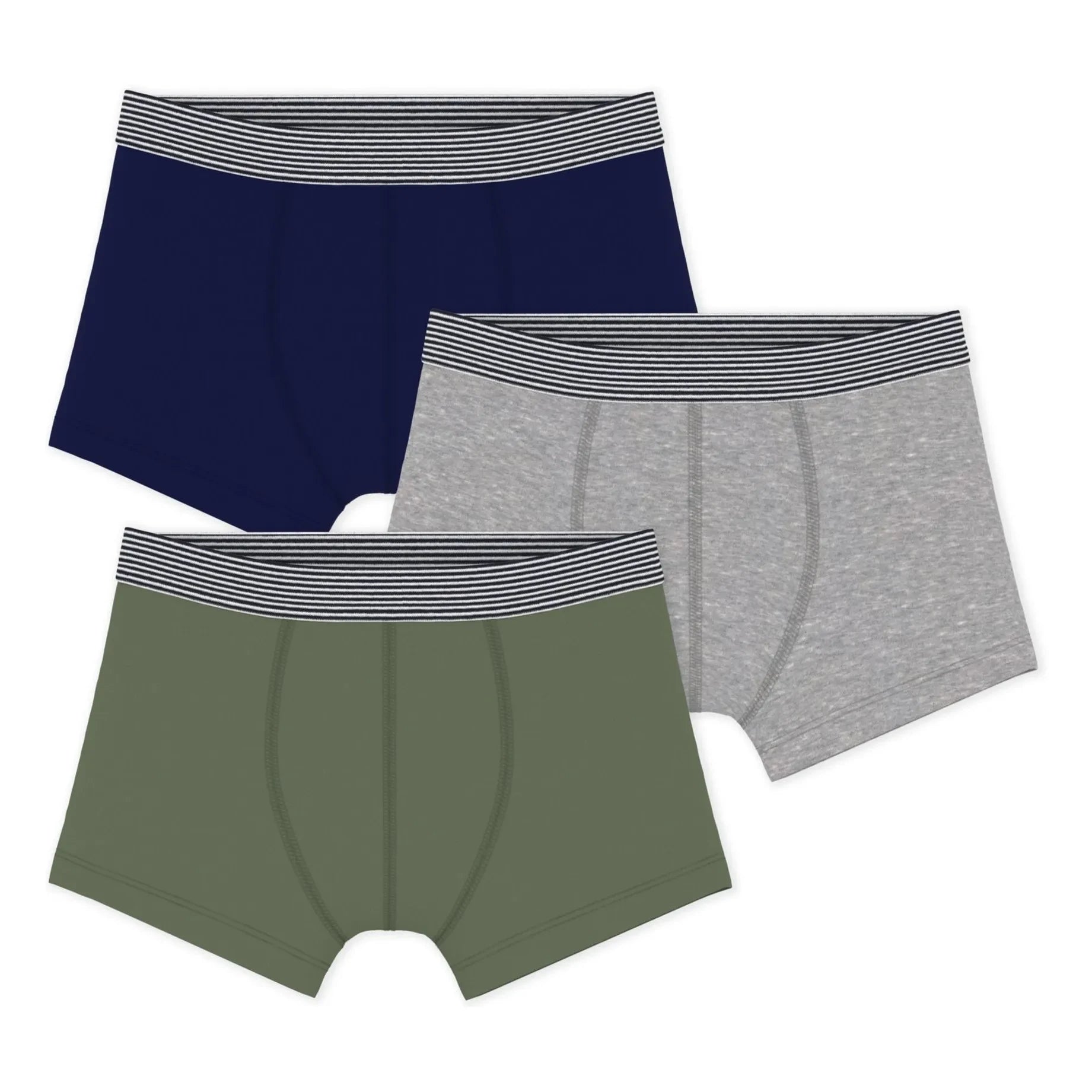 Petit Bateau - Set de 3 bóxers lisos | Caqui
