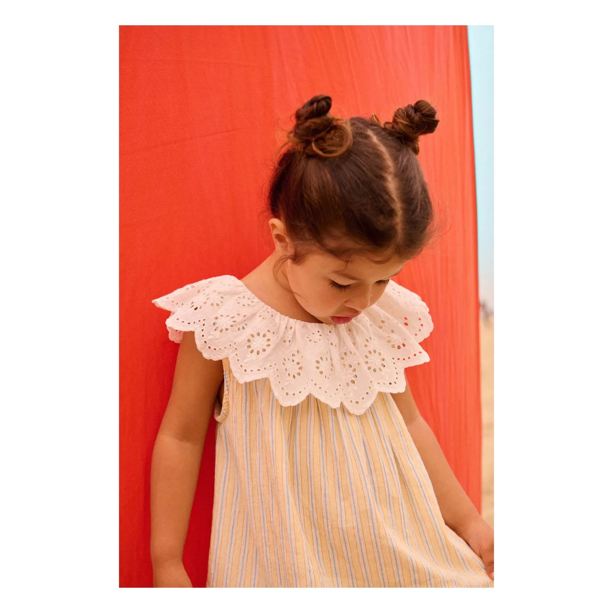 Louise Misha - Vestido de algodón orgánico a rayas Danya | Amarillo