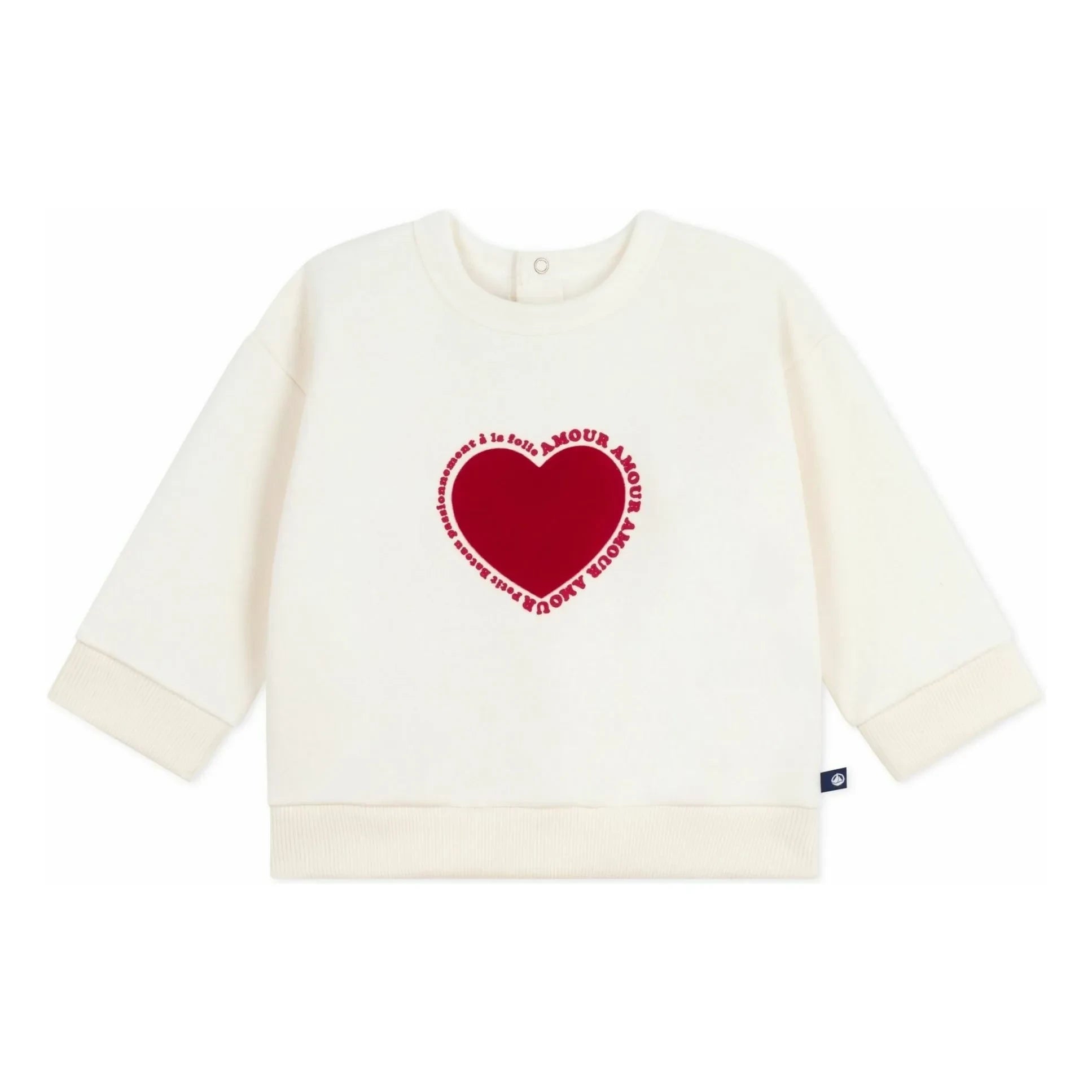 Petit Bateau - Sudadera Corazón Amor | Crudo