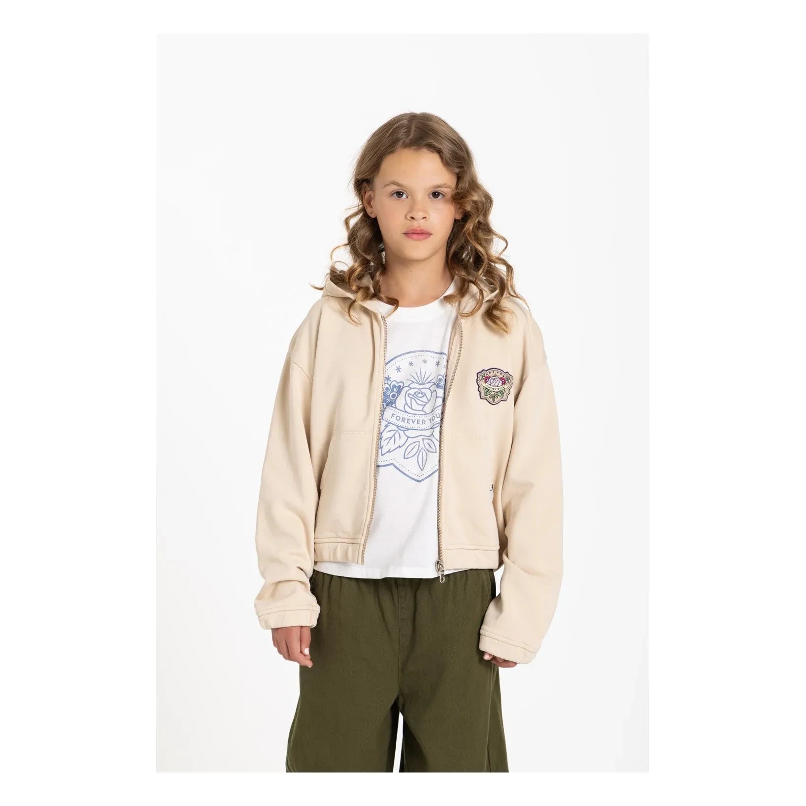 Hundred Pieces - Sudadera con cremallera de algodón orgánico Blush Forever | Crema