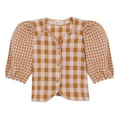 birinit - Blusa de algodón orgánico de Vichy | Caramelo