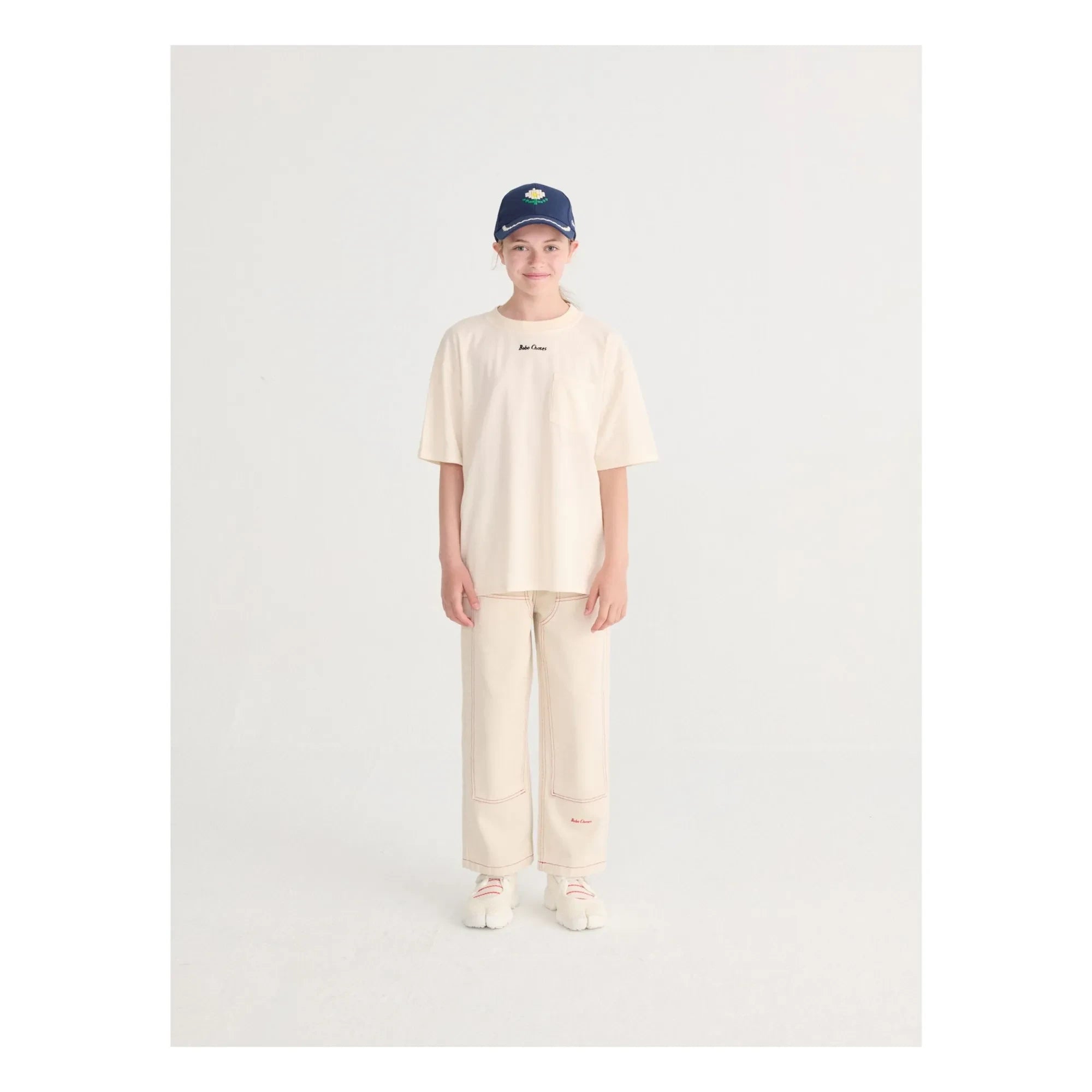 Bobo Choses - Pantalón de twill de algodón orgánico con paneles | Blanco