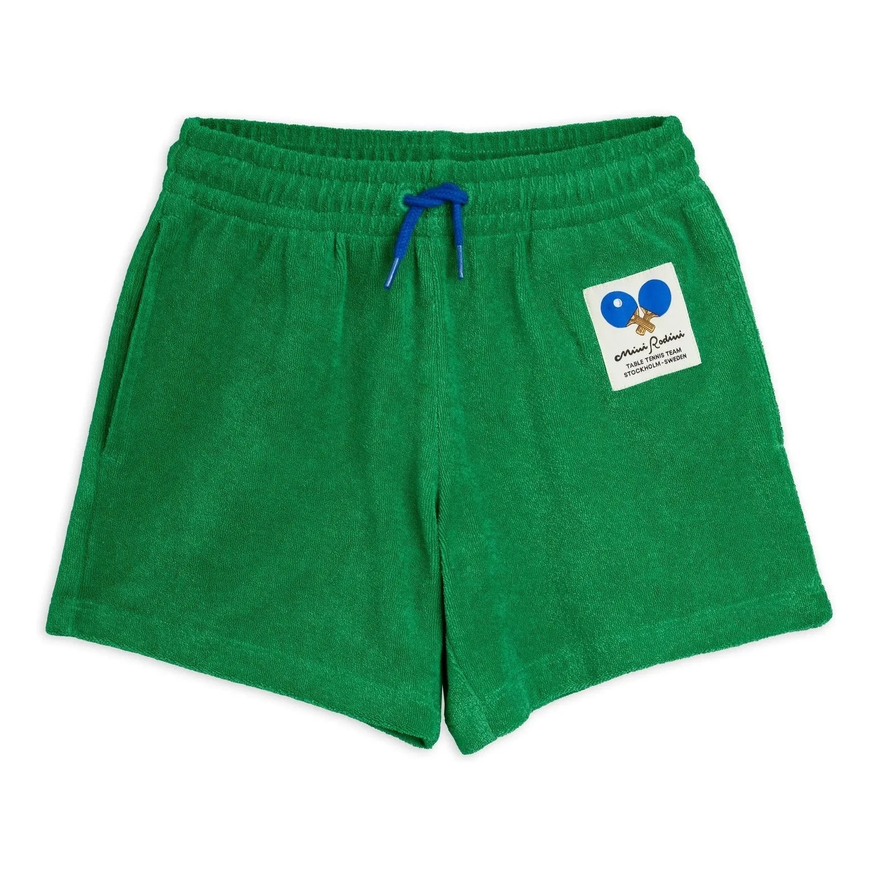 Mini Rodini - Pantalón corto de toalla de algodón orgánico Ping Pong | Verde