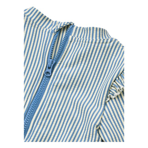 Liewood - Bañador de manga larga Sille a rayas, con textura arrugada y fibras recicladas para bebé | Azul