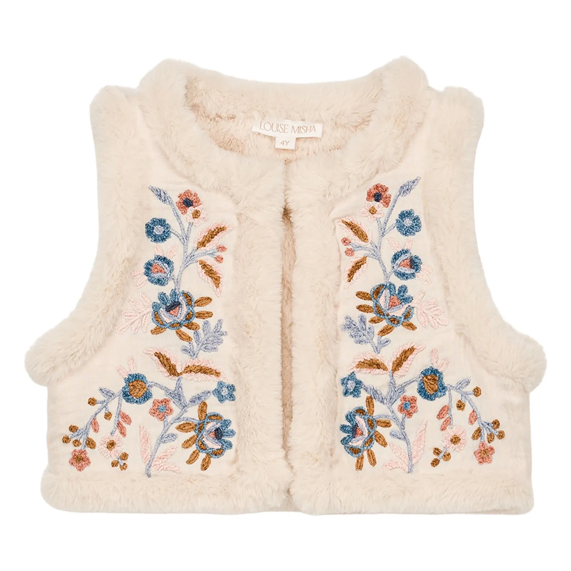 Louise Misha - Chaqueta sin mangas reversible con aspecto de piel Librana de algodón orgánico | Crema