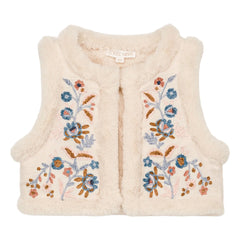 Louise Misha - Chaqueta sin mangas reversible con aspecto de piel Librana de algodón orgánico | Crema