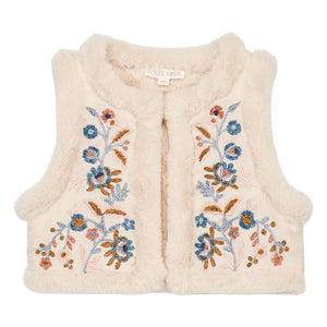 Louise Misha - Chaqueta sin mangas reversible con aspecto de piel Librana de algodón orgánico | Crema
