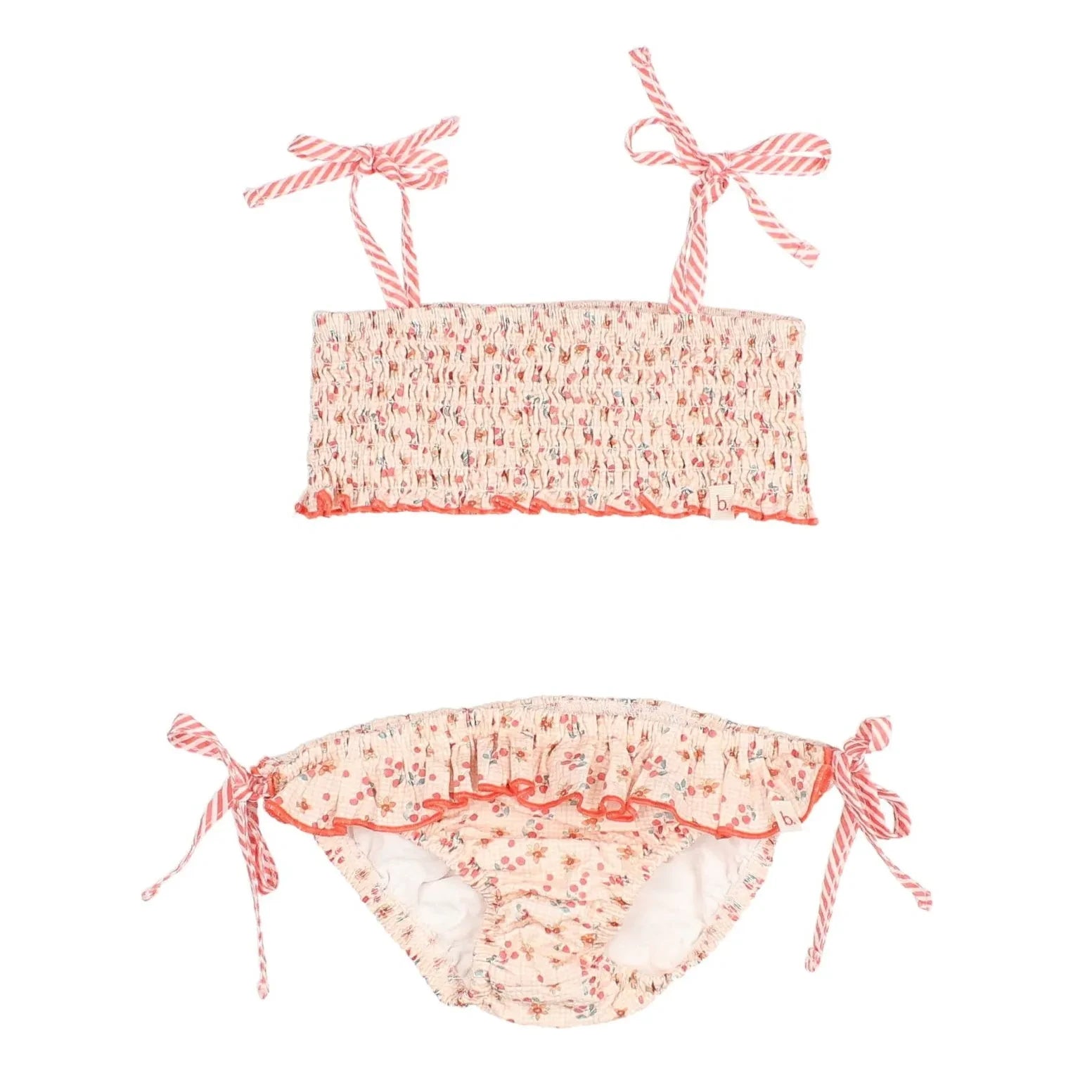 Búho - Bañador con estampado floral de seersucker y melocotones