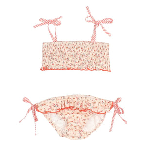 Búho - Bañador con estampado floral de seersucker y melocotones