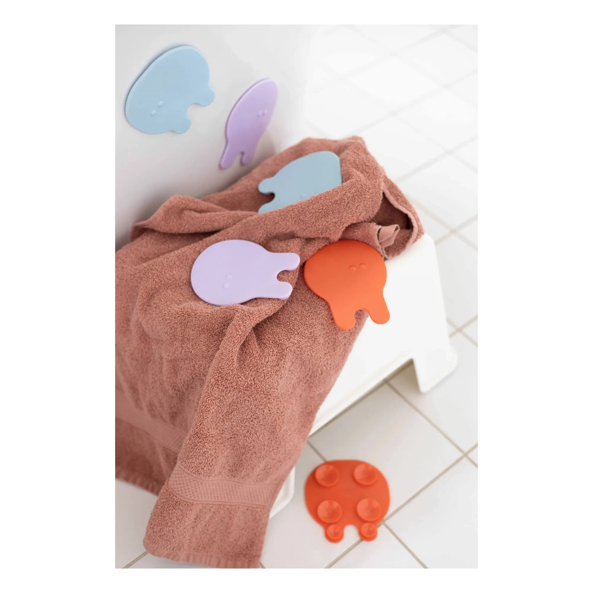 Quut - Alfombrillas de baño Grippi - Set de 8 | Coral