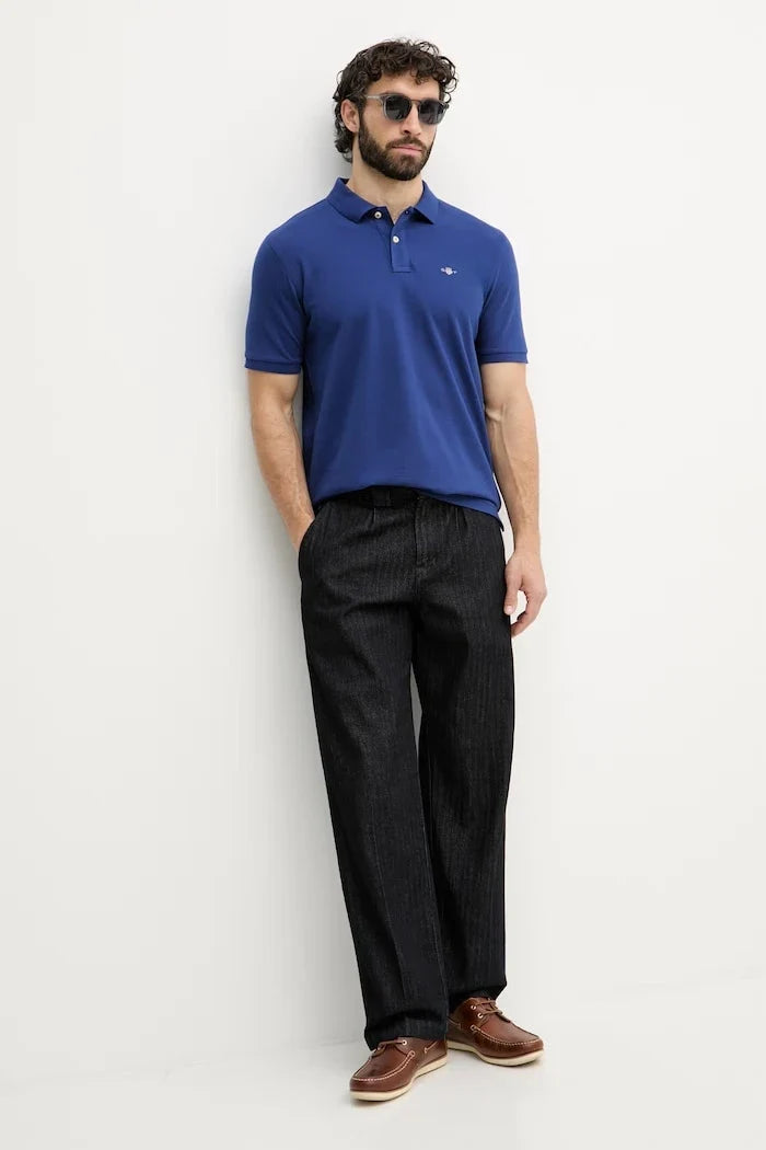 Camiseta de algodón para hombre con cuello tipo Gant