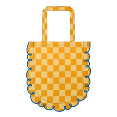 Bitossi - Bolso tote Dama Giallo de algodón a cuadros | Naranja