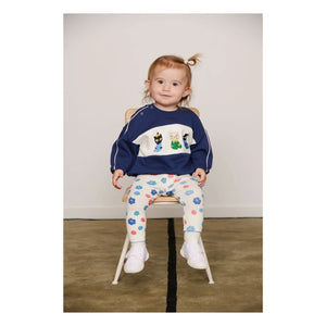 Mini Rodini - Sweatshirt de algodón orgánico con animales | Azul Oscuro