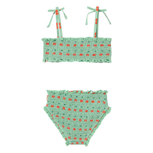 Tinycottons - Bañador con volantes Cherry | Agua verde