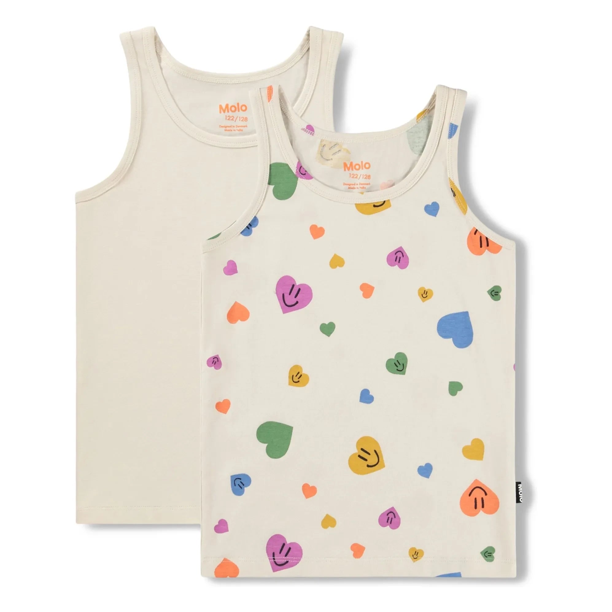 Molo - Camiseta de tirantes de algodón orgánico Jeanie Cœurs de 2 unidades | Crudo