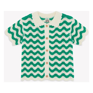 Bonton - Camisa de cuello de ganchillo Ninon | Verde Esmeralda