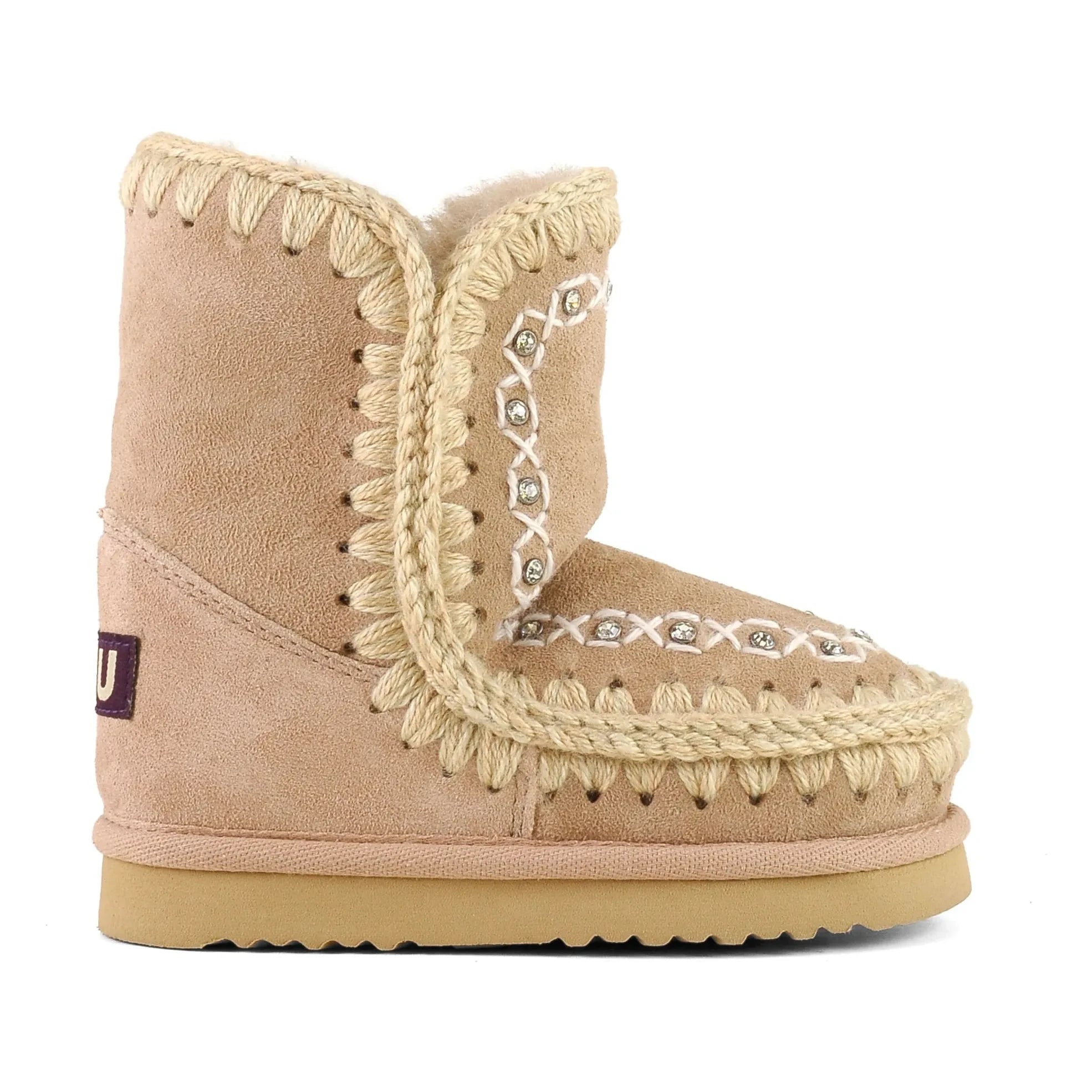 Mou - Botines de gamuza con strass Eskimo | Camel