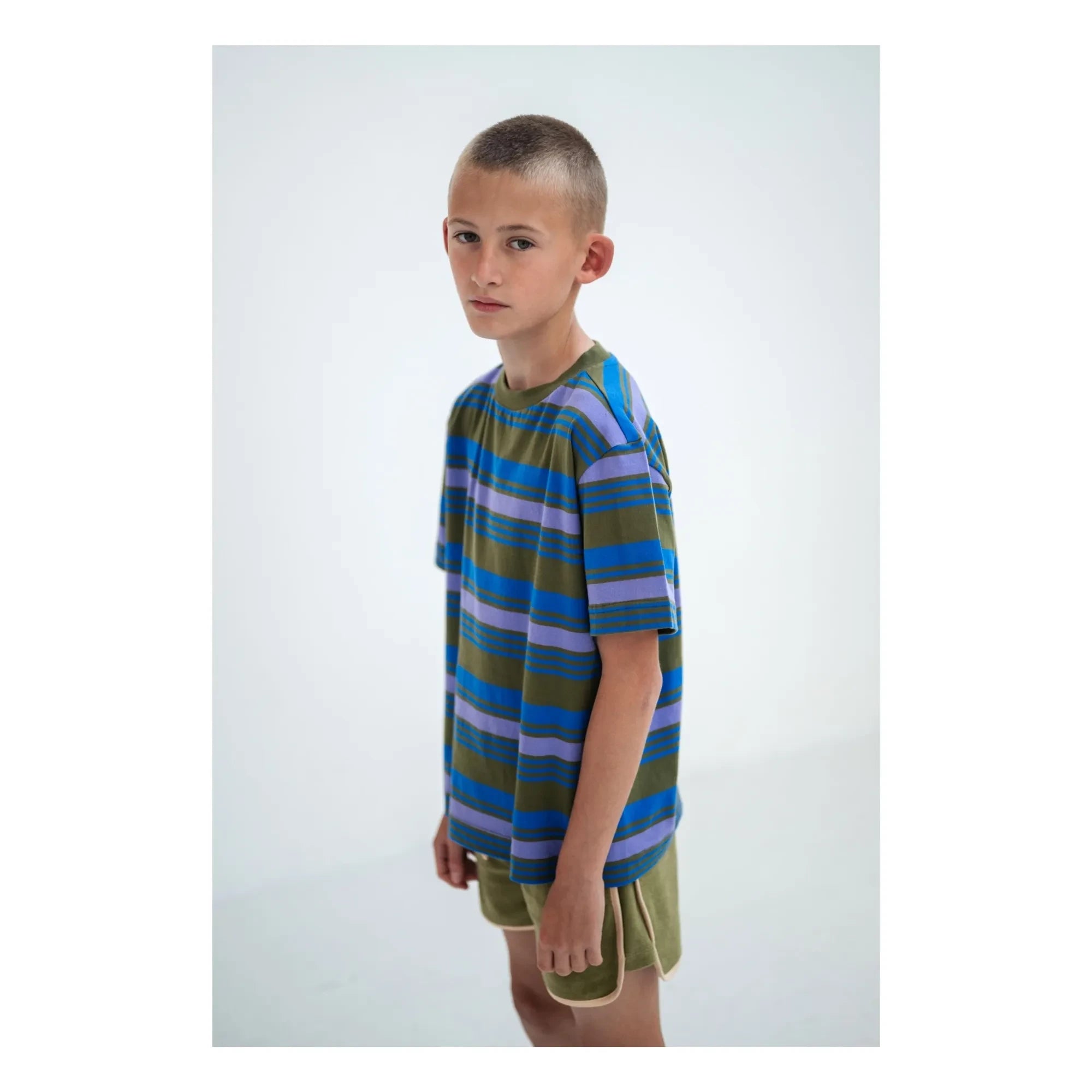 Repose AMS - Camiseta de algodón orgánico a rayas | Caqui