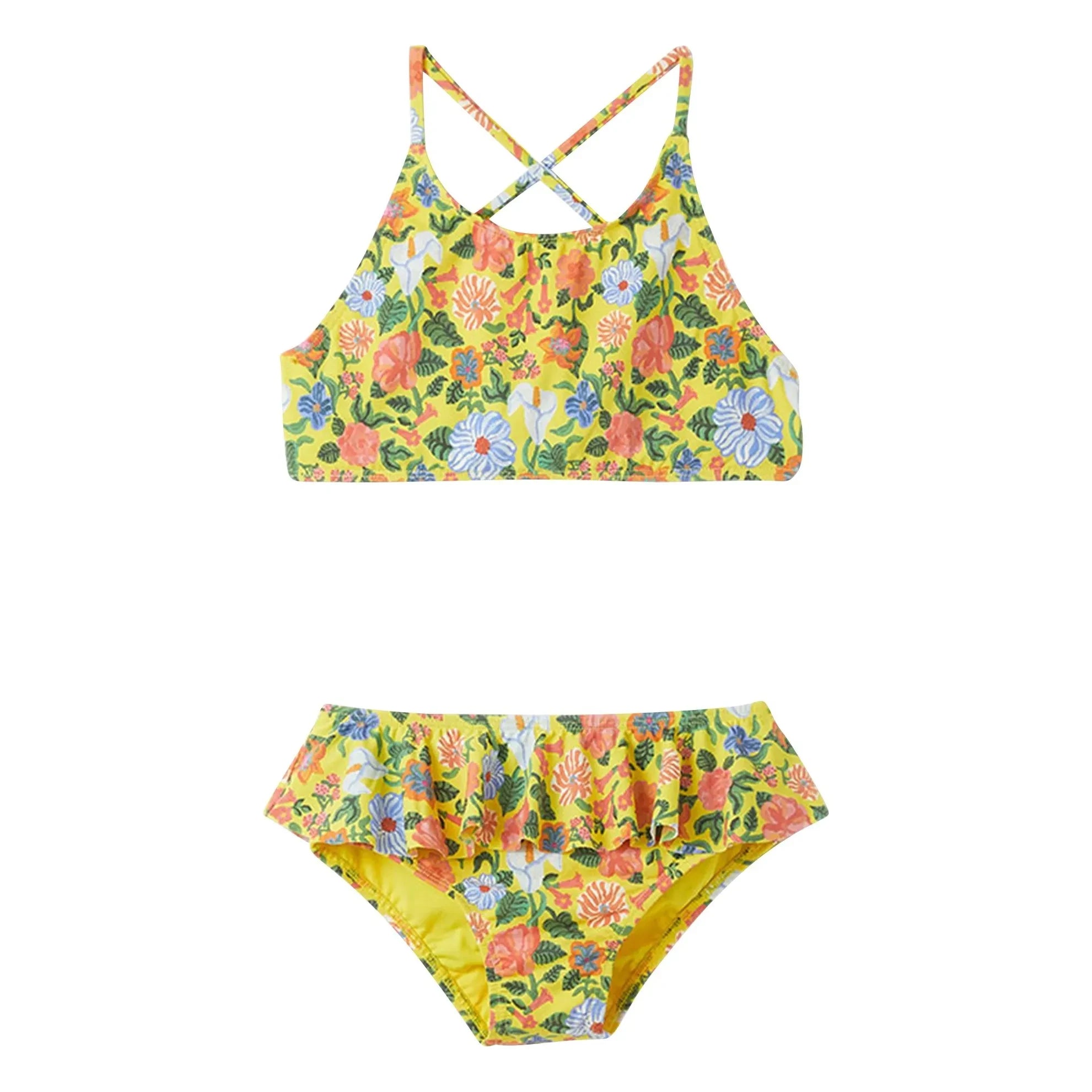 Fábula - Bañador Floral Volanteado de 2 Piezas | Amarillo