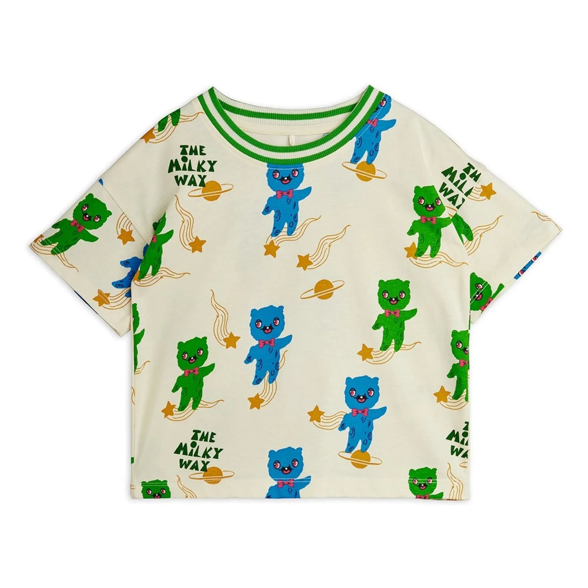 Mini Rodini - Camiseta de algodón orgánico Aliens | Crudo
