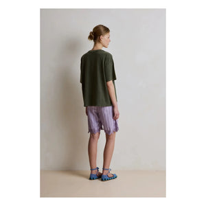 Hod - Pantalón corto a rayas de algodón Domitille | Lila