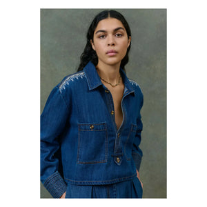 Louise Misha - Ylayana Denim gömlek - Kadın koleksiyonu | Mavi