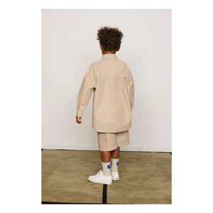 Mini Rodini - Pantalones cortos de popelina de algodón orgánico a rayas | Marrón