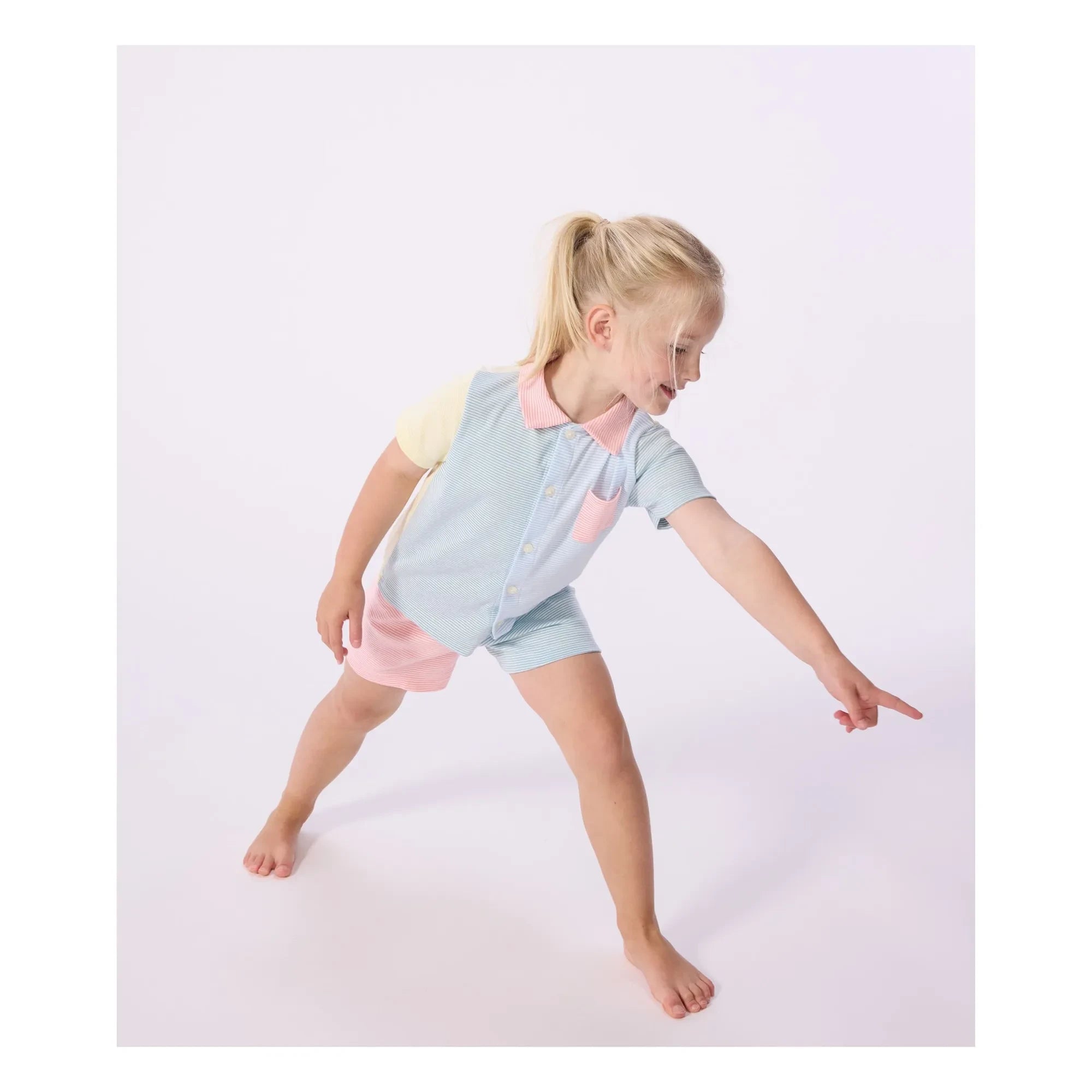 Petit Bateau - Pijama corto color block Millerais | Azul