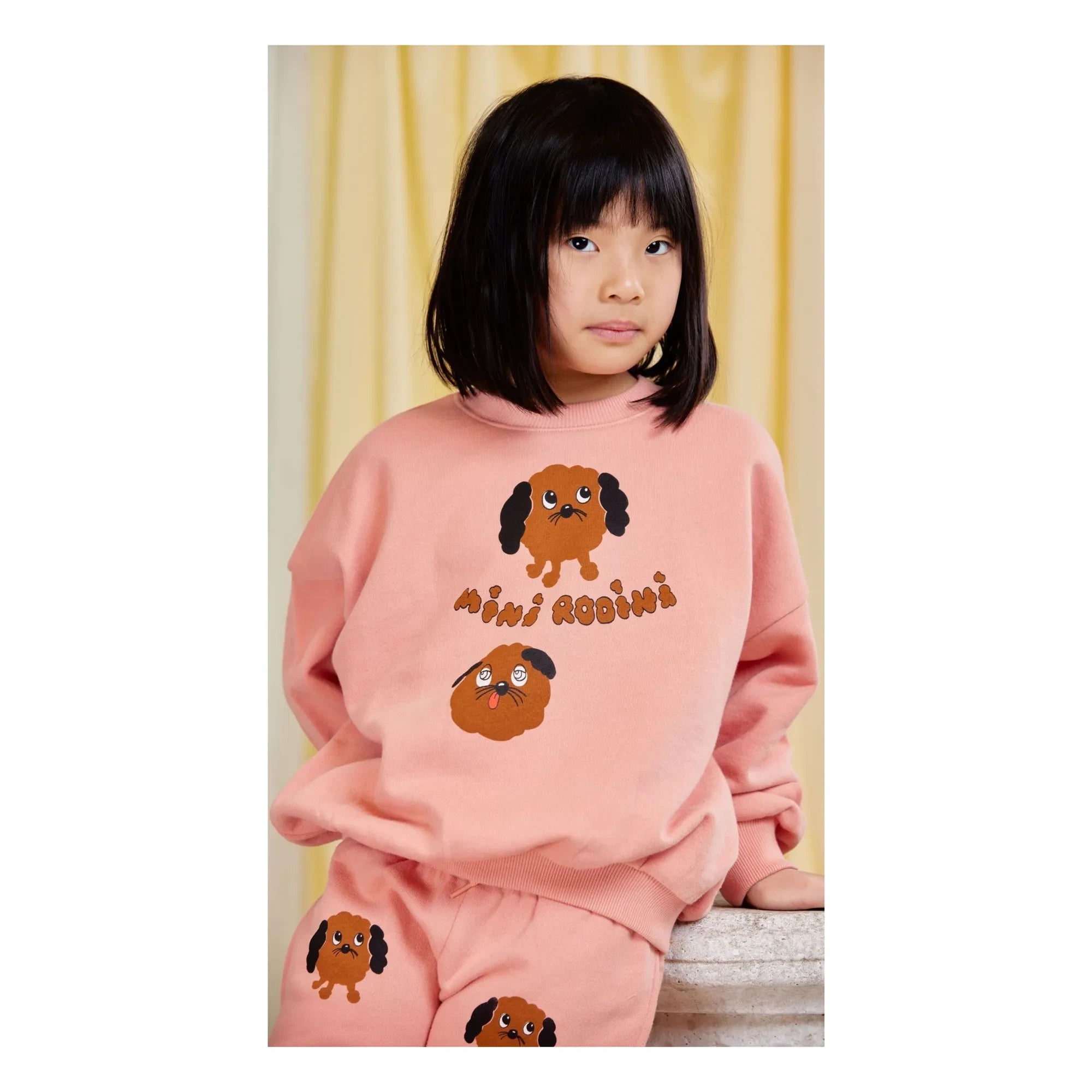 Mini Rodini - Sudadera de algodón orgánico Doggies | Rosa
