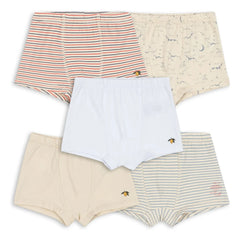 Konges Sløjd - Bóxer slip de algodón orgánico a rayas - Paquete de 5 | Beige
