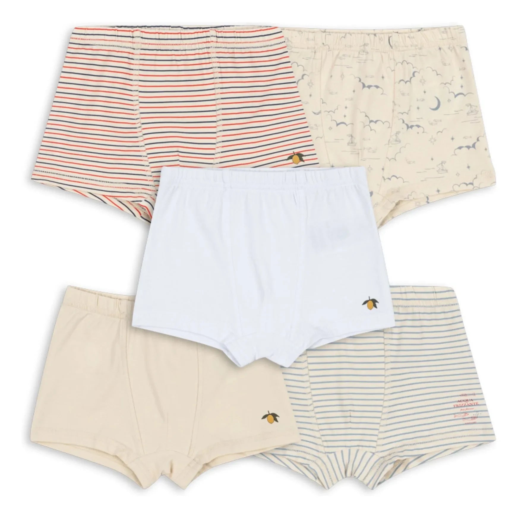 Konges Sløjd - Bóxer slip de algodón orgánico a rayas - Paquete de 5 | Beige