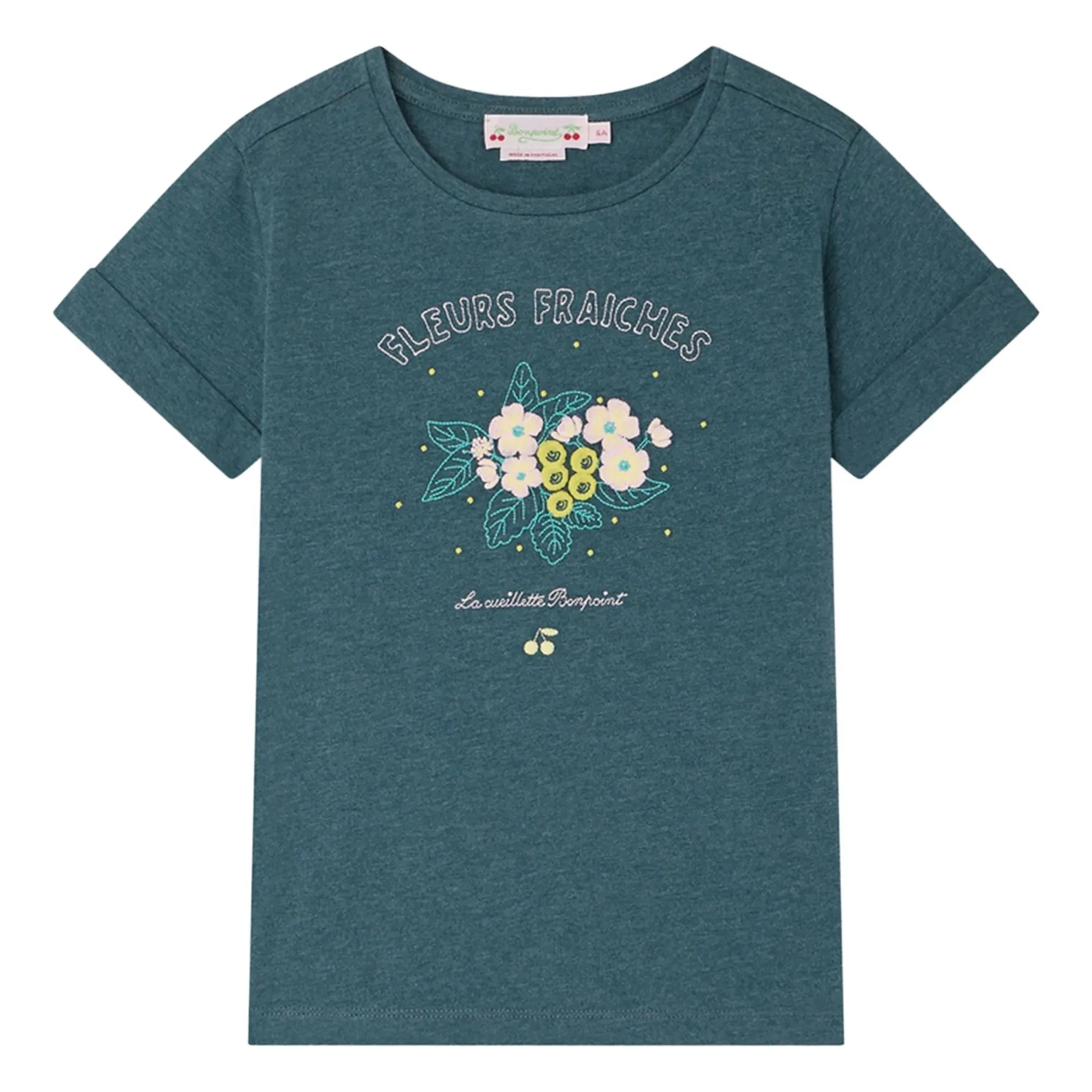 Bonpoint - Camiseta de algodón orgánico Cyana | Verde esmeralda