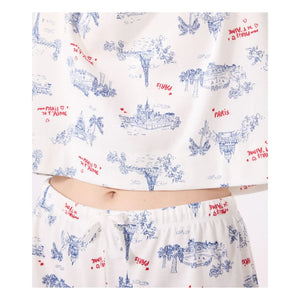 Petit Bateau - Pantalones cortos de pijama de algodón orgánico con volantes | Crudo