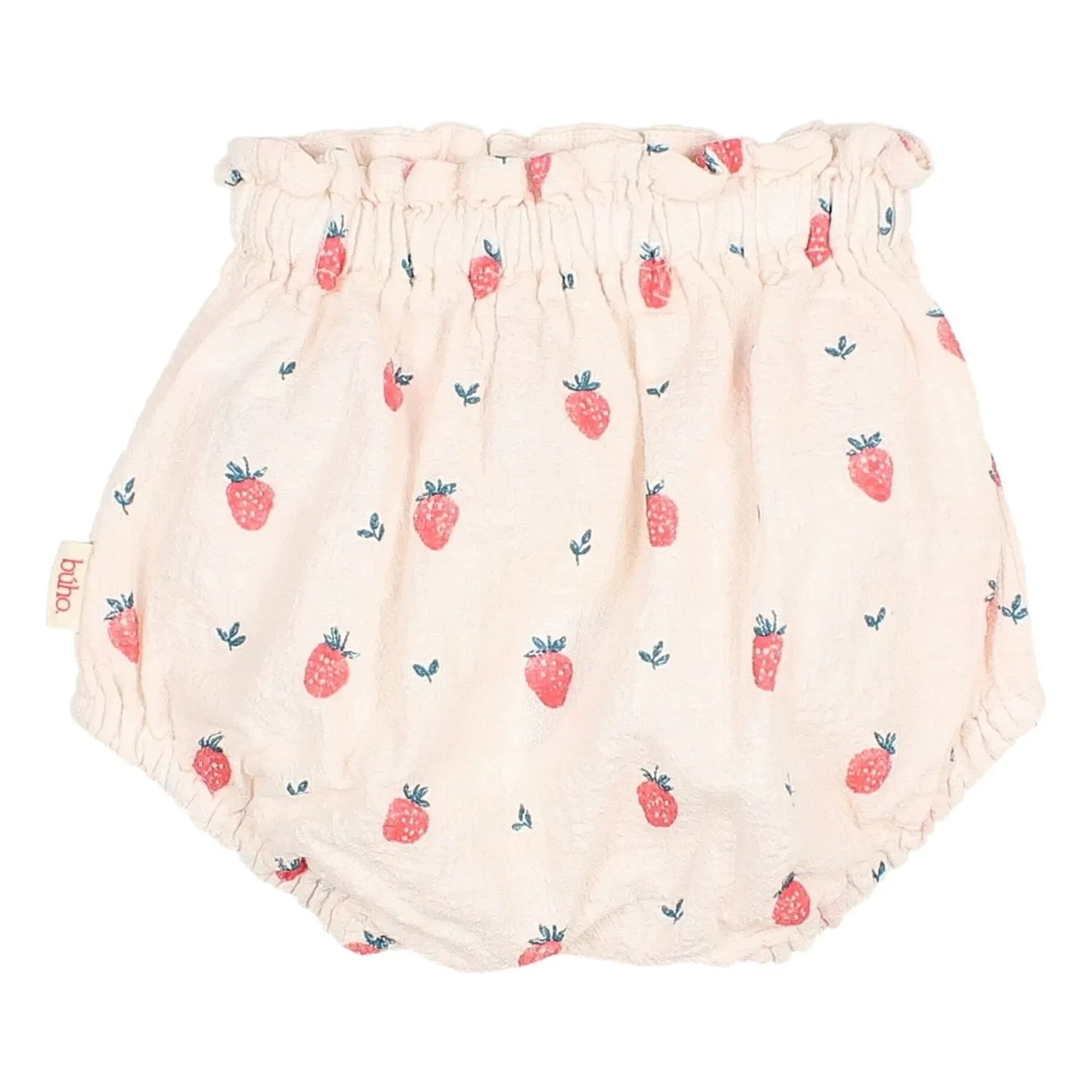 Búho - Bragas Bloomers de Algodón Orgánico con Estampado de Fresas | Rosa Polvo