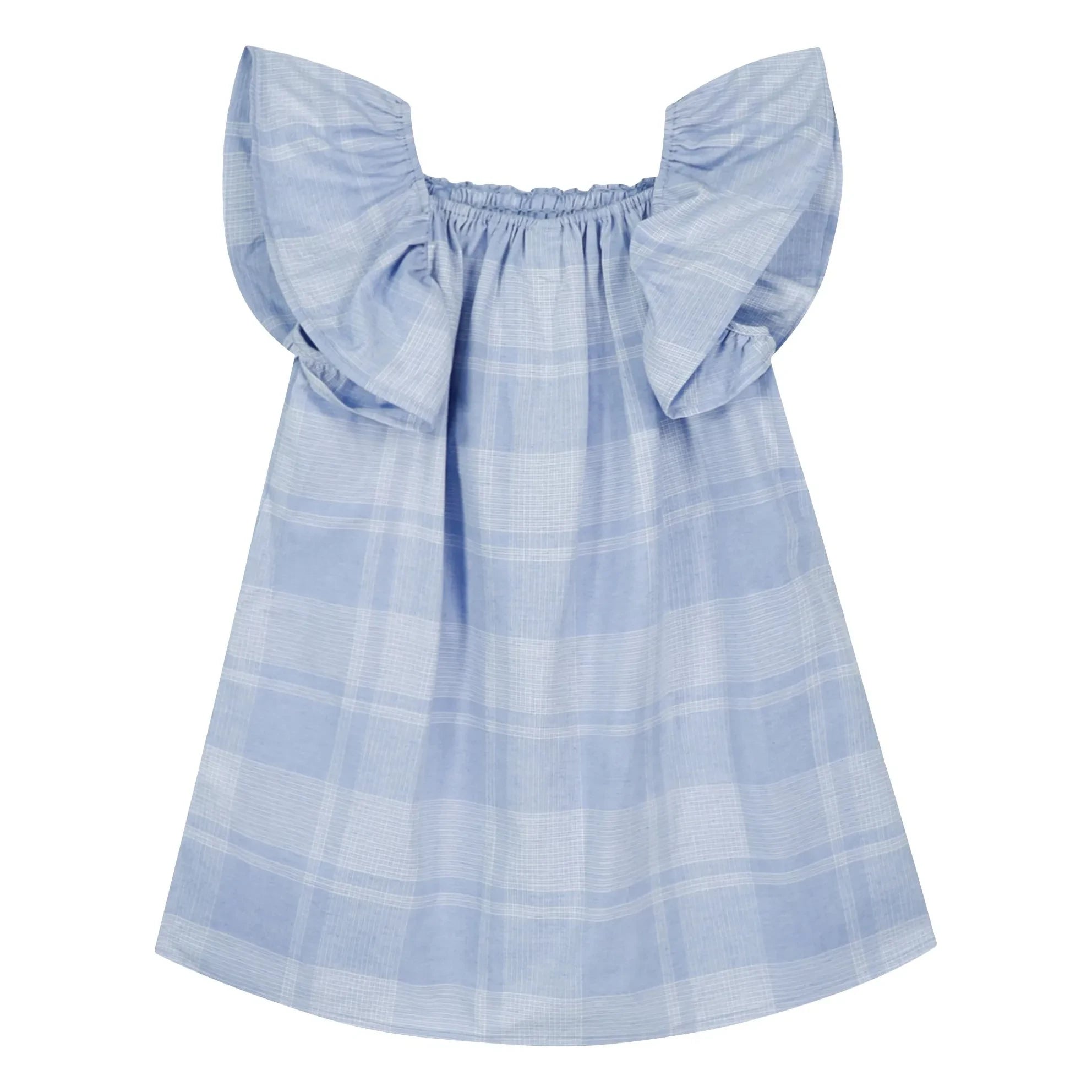 Bonton - Vestido fruncido de cuadros Natasha | Azul