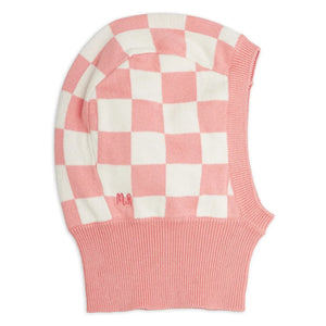 Mini Rodini - Damier organik pamuklu balaklava | Pembe