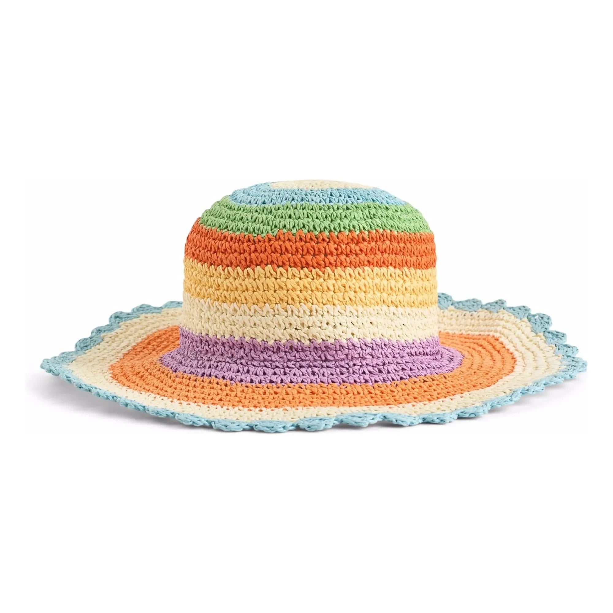 Molo - Sombrero de paja de papel a rayas con ondas grandes | Naranja