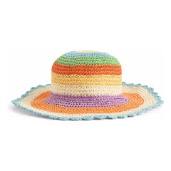 Molo - Sombrero de paja de papel a rayas con ondas grandes | Naranja