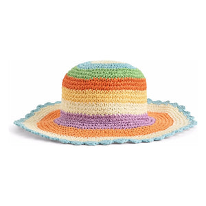 Molo - Sombrero de paja de papel a rayas con ondas grandes | Naranja