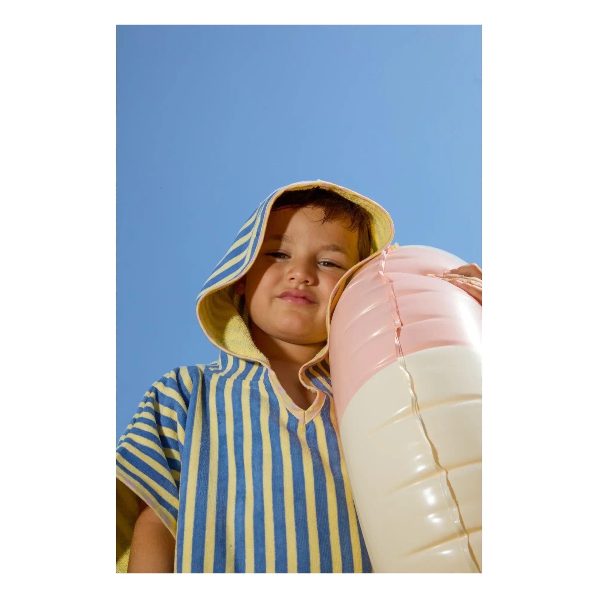 Jera Mini - Poncho de toalla a rayas | Amarillo claro