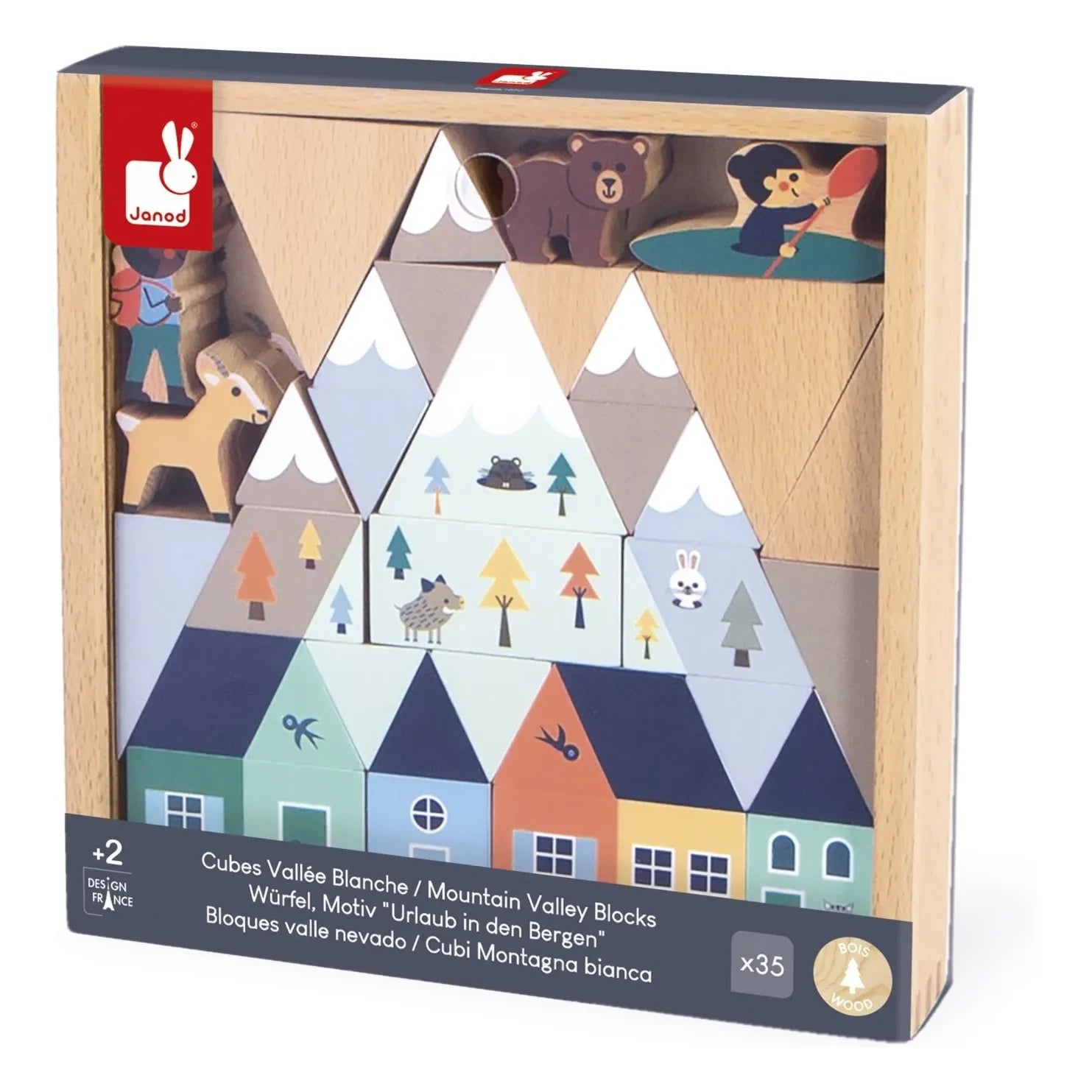 Janod - Juego de bloques de madera Valle Blanco - Cruce de caminos