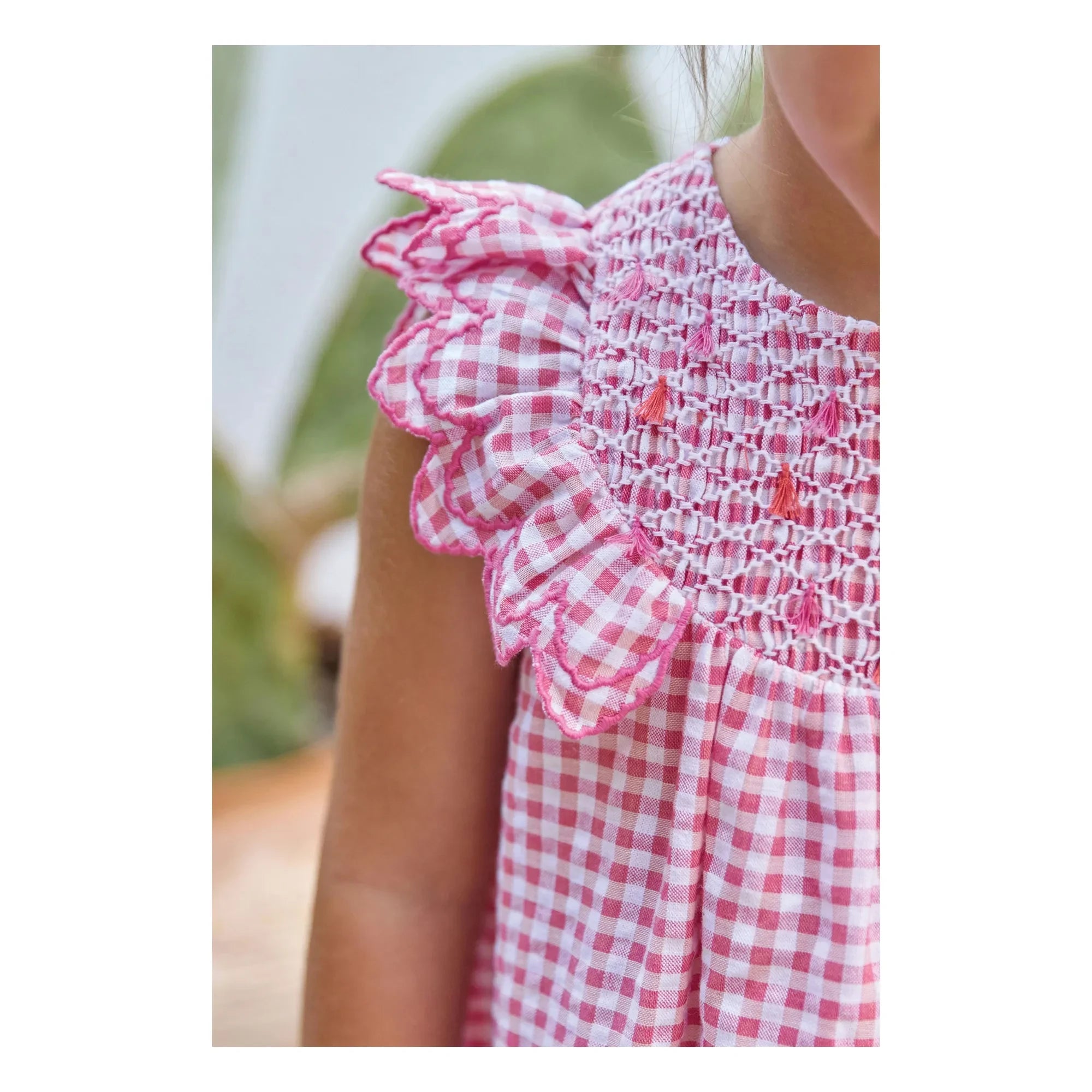 Tartine et Chocolat - Vestido de guinga con encaje | Rosa