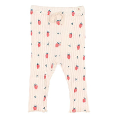 Búho - Leggings a rayas de fresa de algodón orgánico | Rosa claro