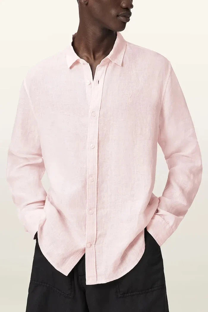 AllSaints camisa de lino para hombre LOOM