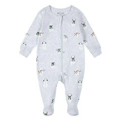 Petit Lem - Pijama con pies Muñecos de nieve Algodón orgánico | Gris