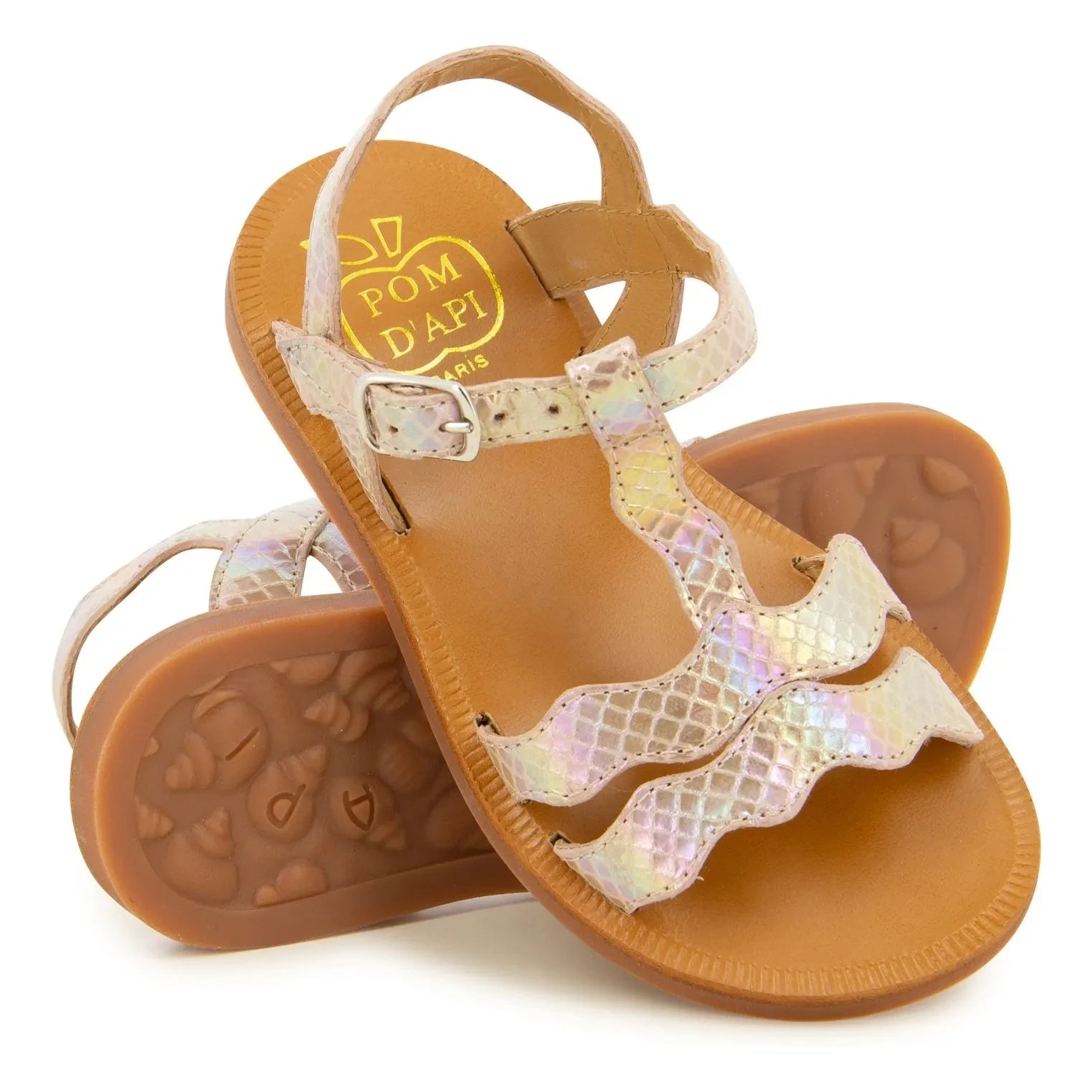 Pom d'Api - Plagette Frizz sandaletler | Pembe Altın