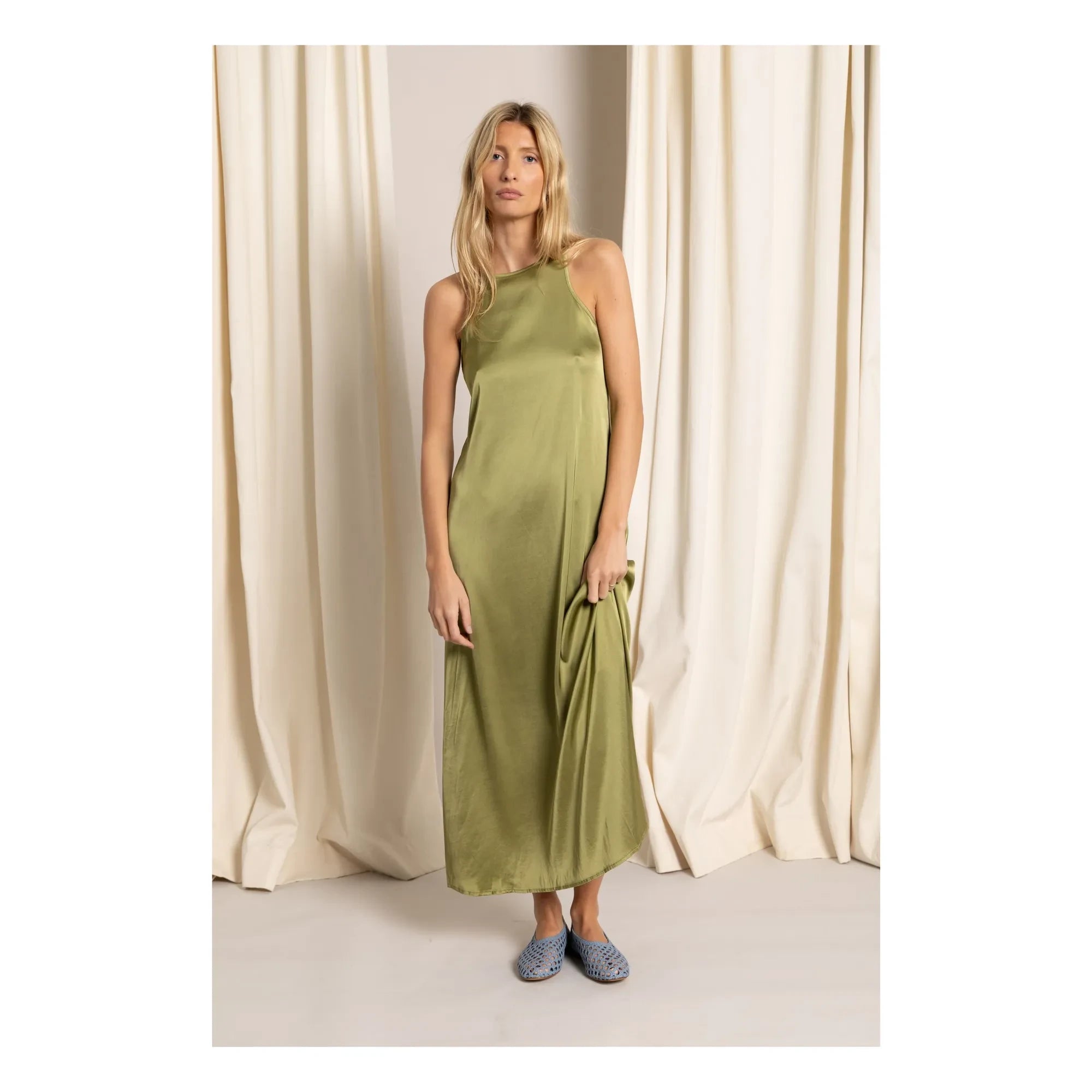 Smallable Mujer - Vestido de Satén Zelie | Verde anís